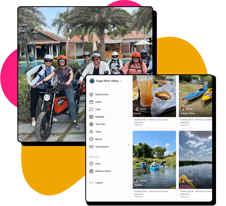 Wayward app dashboard showing experiences and itineraries