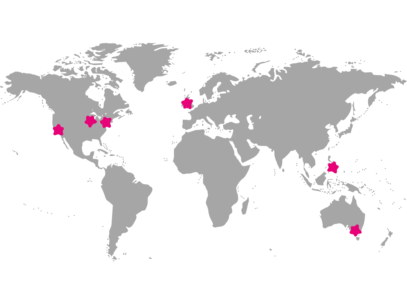 Map of where the Wayward team is based around the world